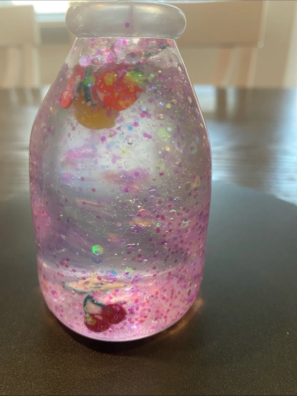Fruit Drift Bottle Squishy Calming Glitter Sensory Bottle Toy - Pink Glitter